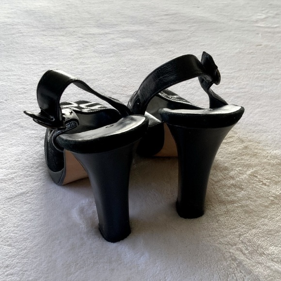 𝅺COLE Haan Black Peep Toe Heels - Picture 2 of 6